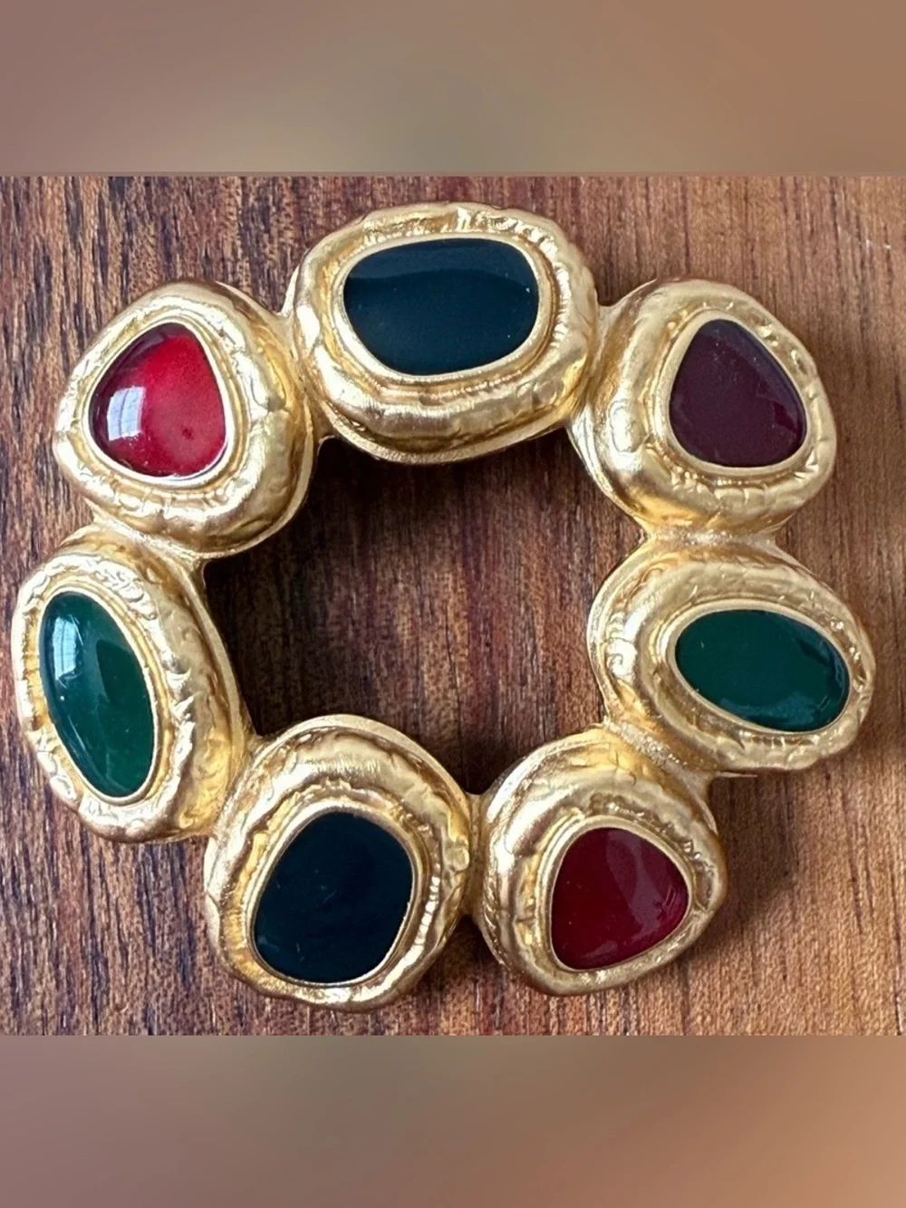 VTG Avant Garde Signed Anne Klein Chunky Multicolor Enamel Brooch Pin